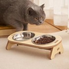 Elevated Double Cat Dog Bowls Raised Stand Stainless Steel Food Water Feeder