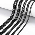 Men s Black Stainless Steel Cuban Necklace Curb Chain 3 5 7 9 11mm Wide Jewelry