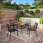 Set Of 5 Patio Dining Furniture Set Outdoor Chairs Table Set For Garden Lawn