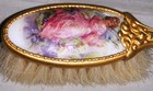 Vanity Brush - Antique Victorian Hand-painted Porcelain     Floral   Lady Motif