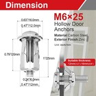Neprift 20pcs M6 X 25mm Hollow Wall Anchors  Drive Molly    25mm  Silver