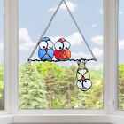 Stained Cartoon Bird Metal Glass Panel Bird Window Suncatcher Hanging Home Decor