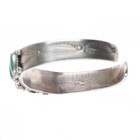 6 75  Antique 1920 s-30 s Navajo Ingot Silver Turquoise Row Cuff Bracelet