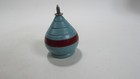 Vintage Toy Wooden Spinning Top W  Metal Tip Blue Red Paint 2 5  Tall