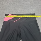 Womens Pull On Cropped Yoga Leggings Medium Size Black Pink Stripe Active Pants