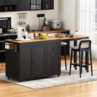 74 8  Kitchen Island W extendable Dining Table kitchen Storage Cart W 3 Drawers