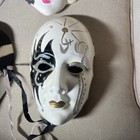 4 Vintage Mardi Gras Mask Porcelain Wall Hanging New Orleans Hand Painted 1980s