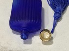 Vintage Cobalt Blue Ribbed Miniature Glass Perfume Bottle With Tassel