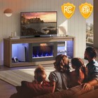 Electric Fireplace Tv Stand Pinewood For 70  Tvs  Led Lights   Storage Shelves