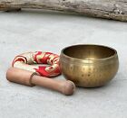 Tibetan Singing Bowl Hammer Mark Ring Gong Complete Set Meditation Yoga