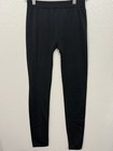 Pink Rose Black Fleece Lined Leggings Womens Large Seamless High Waist Warm L