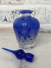 Vintage Studio Art Glass Hand Blown Cobalt Blue Perfume Bottle   Stopper