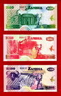 3 X Zambia Unc Banknotes 20  p-36   50  p-37    100 Kwacha  p-38  Paper Currency
