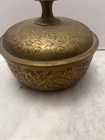 Vintage Brass Etched Round Box 2 Pc Jewlery  Vanity Trinket I