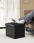 Storage Ottoman  Folding Foot Stool With Thicker Foam Padded Seat Small Leather