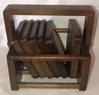 6 Vintage Hi Mark Mcm Wood    Cork Coasters With Caddy       