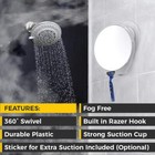 Fogless Shower Mirror With Suction Cup Razor Holder Portable Travel Friendly 7x7