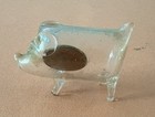 Vintage Hand Blown Art Clear Glass Pig With Switzerland 1 Rappen 1968