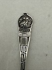 Vintage 800 Silver Greece Souvenir Demitasse Spoon Owl Greek Key Aoe