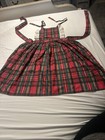 Vintage Tartan Plaid Bib Apron Cotton With White Ruffle Trim