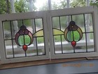 Pattern Set 2 English Leaded Stain Glass Windows 20  X 19 7 8  Both For 1 Money