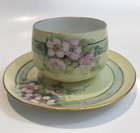 Antique Blue Mint Green W pink Floral Tea Cup   Saucer  A p   In Austria