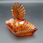 Vintage Art Deco Amber Vanity Set Glass  Martinsville Two Perfume And Powder Box