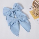 2pc Cotton Linen Hair Bows 5 5  Soft Fable Hair Bow Barrettes For Light Blue