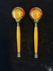 Vintage Set Of 8 Khokhloma Russian Folk Art Wooden Spoons Handpainted 6   -8   h