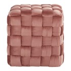 Square Braided 16  Ottoman In Blush Pink Velvet 