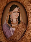 Antique Beautiful Paiting Of Indian Mughal Empress princes With Metal   Gemstone