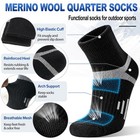 Savalos Mens Womens Merino Wool Quarter Running Hiking Socks  X-large  Black