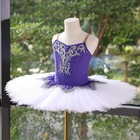 Girls Purple Ballet Tutu Dress Handmade Crystal Performance Costume