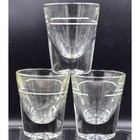 Set Of 6 Vintage Clear Fluted Glass Shot Glasses With White Pore Line Heavy Base