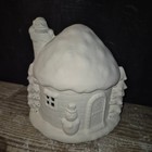Ceramic Bisque Ready To Paint Snow House Light Up Figurine Santa Snowman 8 Inch