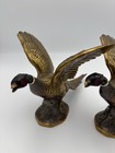 Vtg Brass Pheasant Bird Statues Bookends Old Set Flying Metal Decor Jj9