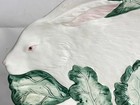 1985 Heldon Group White Rabbit Cabbage 14 5    Majolica Easter Serving Platter