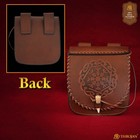 Medieval Leather Pouch Renaissance Embossed Waist Bag For Men Women - Brown
