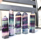 Natural Rainbow Fluorite Obelisk Quartz Crystal Wand Tower Point Reiki Healing 9