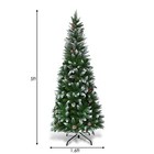 5ft Snow Flocked Unlit Artificial Pencil Christmas Tree Hinged W  Pine Cones