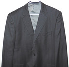 Burberry Gray Pinstripe Single Breasted Suit 46 Buttons Wool