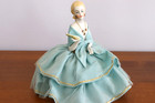 Antique Art Deco Half Doll Pincushion Boudoir Doll Germany 7 5  Sewing Vanity