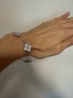 Vc   Arpls 5 Motifs Vintage Diamond Alhambra 18k White Gold Bracelet