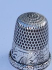 Antique Simons Brothers Sterling Silver Thimble  Town Scenic Engraved  Size 8