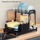 Kitchen Dish Drying Rack 2 Tier Drainboard Plate Bowl Utensil Organizer