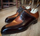New Handmade Men s Two Tone Leather Derby Lace Up Top Fashion Casual Wear Shoes