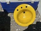 Vtg 19  Round Cast Iron Bright Yellow Self Rimming Drop In Sink Kohler 661-23