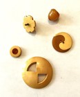 5 Unique Vintage Butterscotch   Tan Cookie  Ying Yang   Acorn Bakelite Buttons