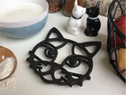 Cat Trivet - Black Cast Iron For Hot Dishes   Pots On Kitchen   Dining Table   M