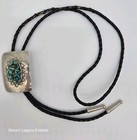 Bolo Tie Cluster Blue Kingman Turquoise Sterling Silver Navajo Southwestern Wear